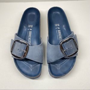 Birkenstock Women’s Madrid Big Buckle Slides Sandals Size 8 Blue